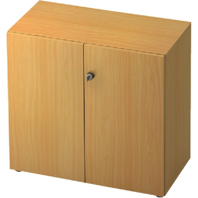 SoldanOffice Aktenschrank PROFI, 2 Ordnerhöhen mit Flügeltüren, B x H x T: 800 x 791 x 420 mm - Buche Dekor