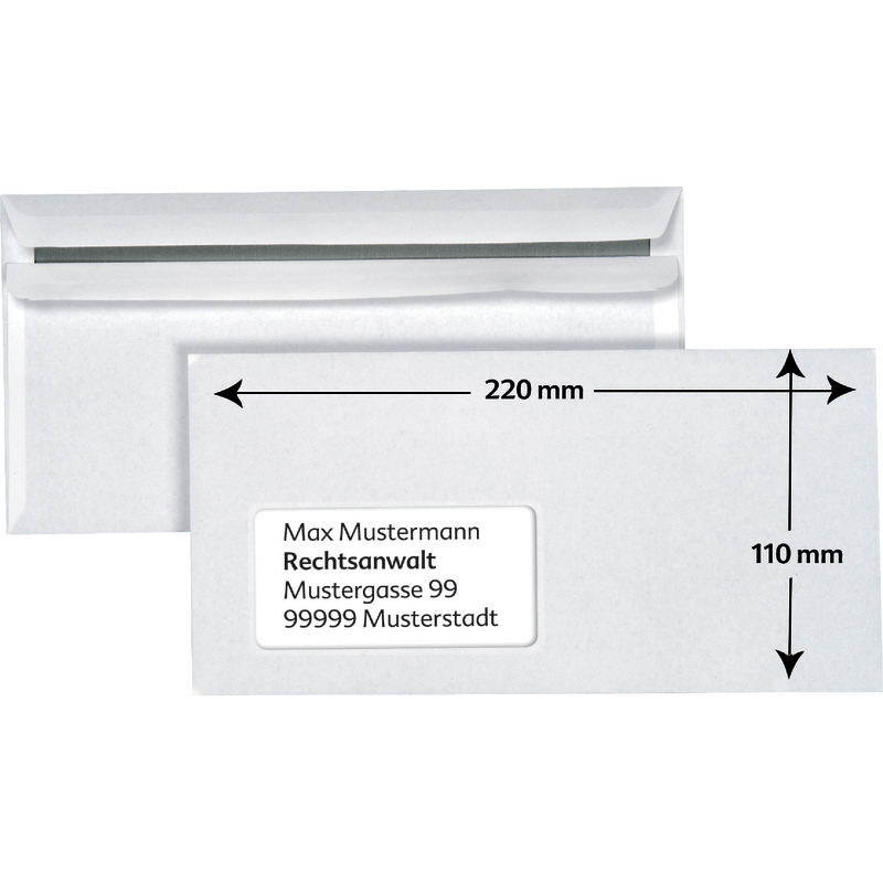 SoldanPlus Briefumschlag DIN lang, selbstklebend, weiß, mit Fenster, Pack: 100 Stück