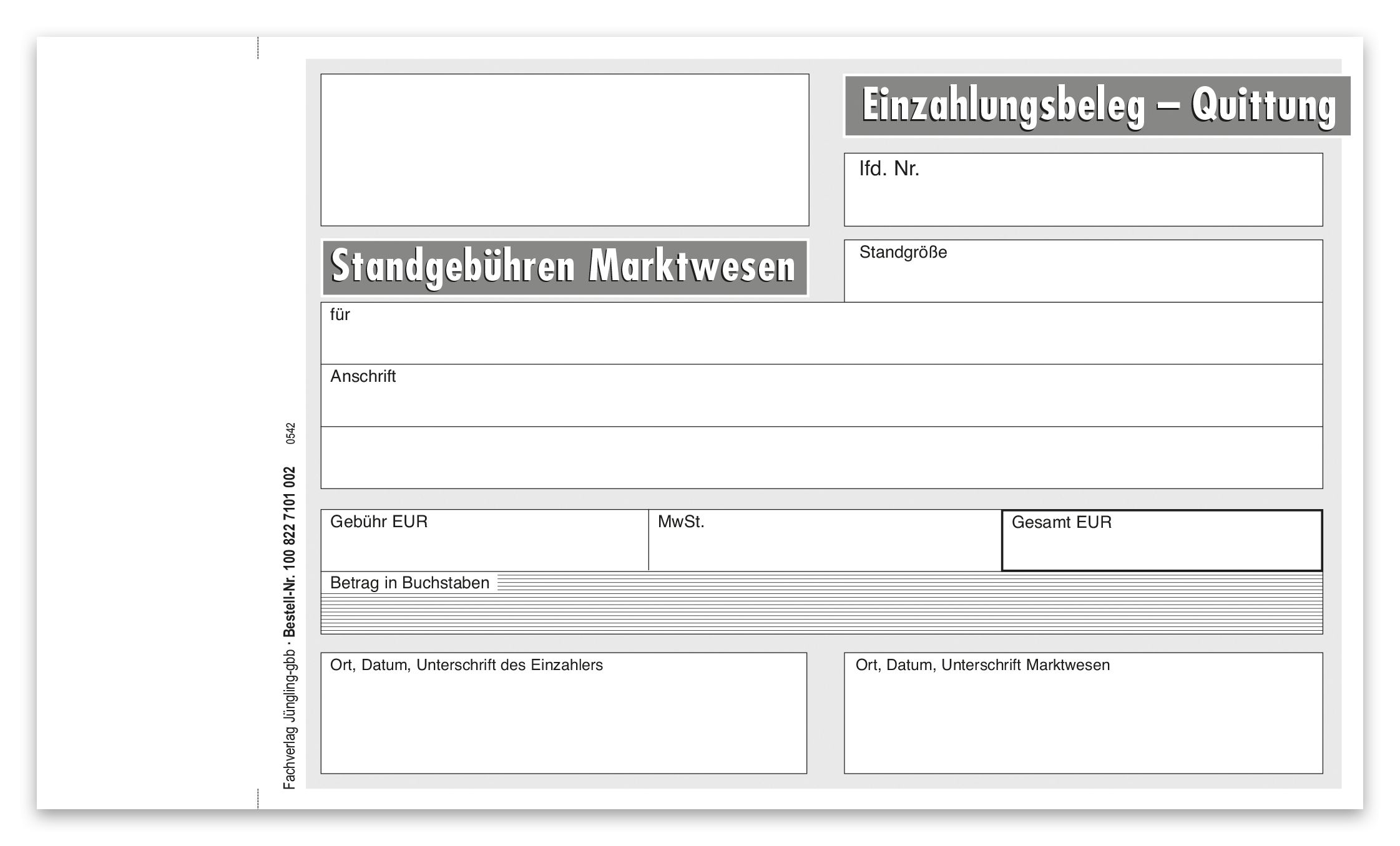 Quittung Standgebühren, A6, 2-fach SD