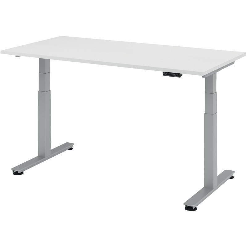 SoldanOffice Schreibtisch Ergonomic Aktiv T XDSM, Rechteckform, B x H x T: 1.600 x 635 - 1.285 x 800 mm - weiß