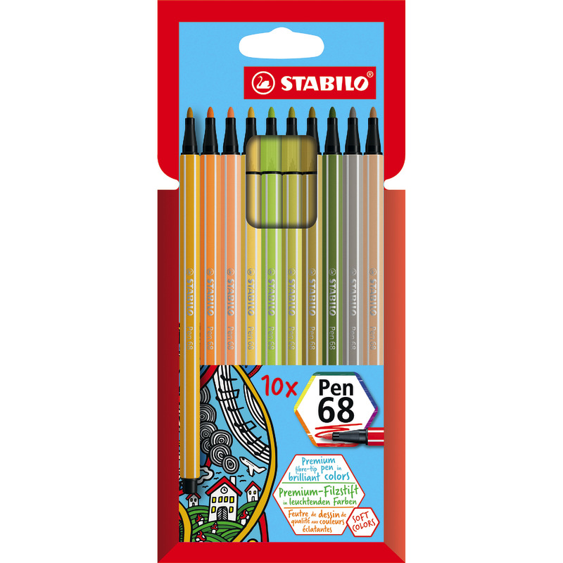 STABILO Premium-Filzstift  Pen 68 Soft colors, 10er Kartonetui