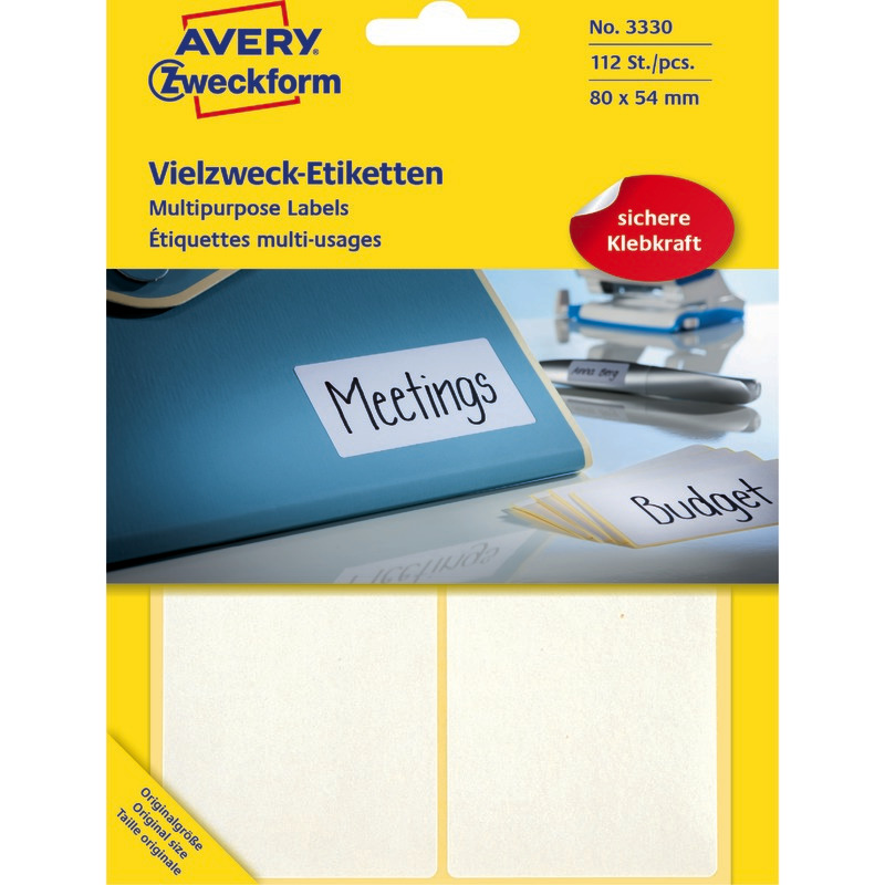 AVERY® Zweckform Universal-Etiketten 3330, B x H: 80 x 54 mm, Pack: 112 Stück