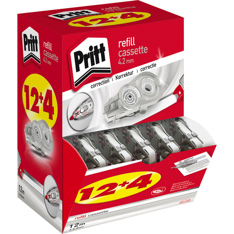 12 + 4 GRATIS! 16 Pritt Refillkassetten-Flex WA 975, Bandmaße: 4, 2 mm x 12 m