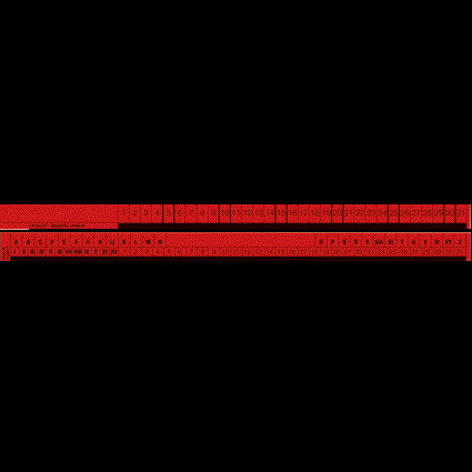 ORGALEX® Organisationsstreifen, Vorderseite: 1-31, Rückseite: A–Z, I–XII, 1–31 - rot