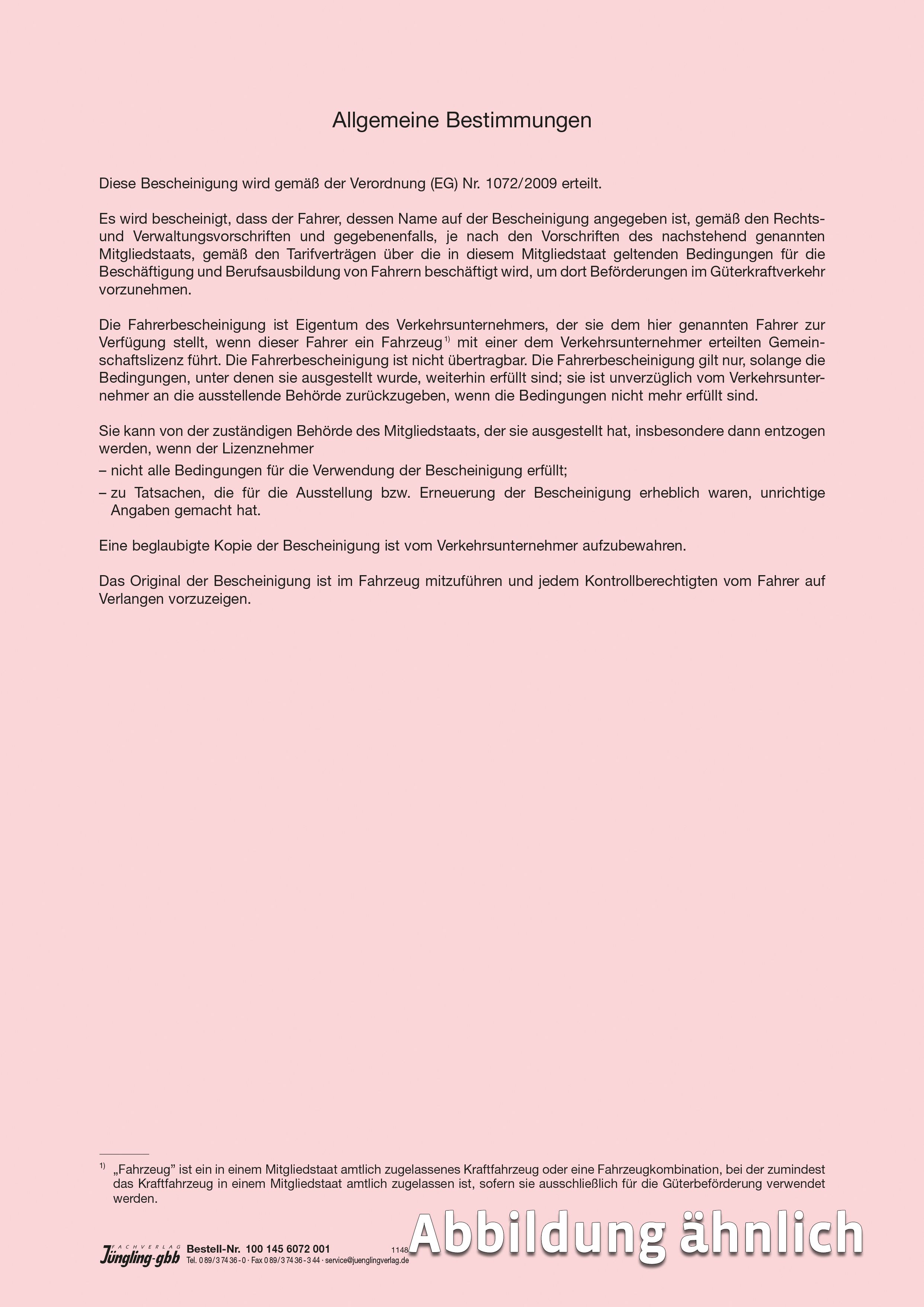 Blanko-Papier für EU-Fahrerbescheinigungen mit Nummerierung