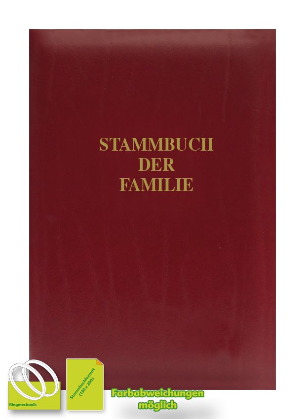 Stammbuch Lederstruktur dunkelrot, Farbe: dunkelrot, (Seriennummer 8000240), Ringmechanik 