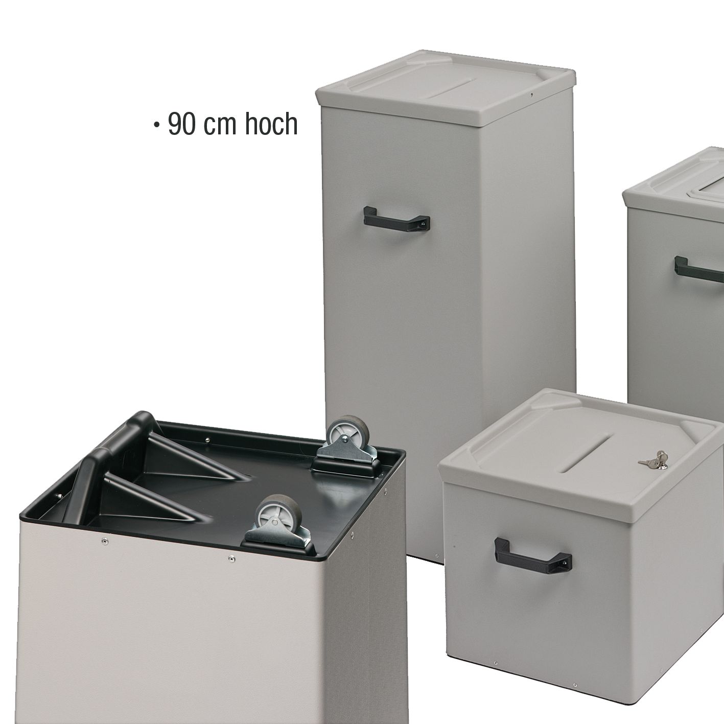 Standard-Wahlurne 90 cm hoch (WU90-SR),  mit Rollen und Stützen,  integriertes Schloss