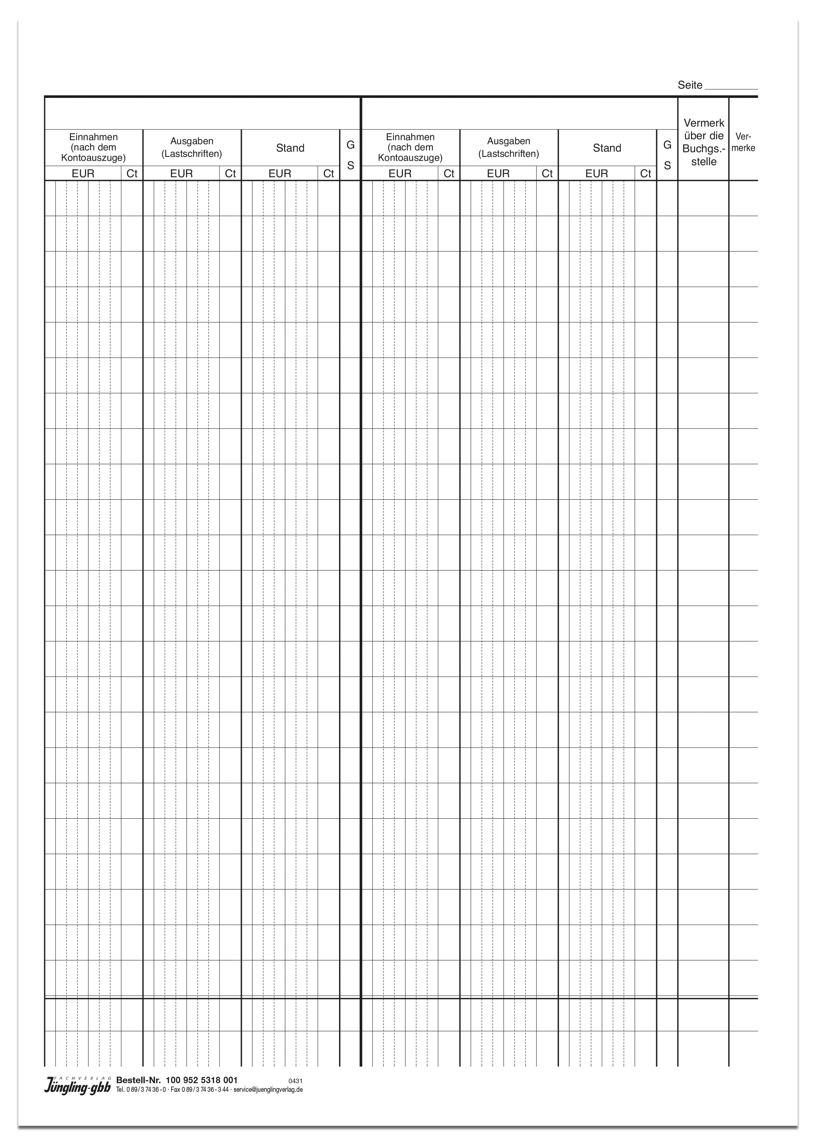 Kontogegenbuch 2-spaltig - Einlagebogen, DIN A4