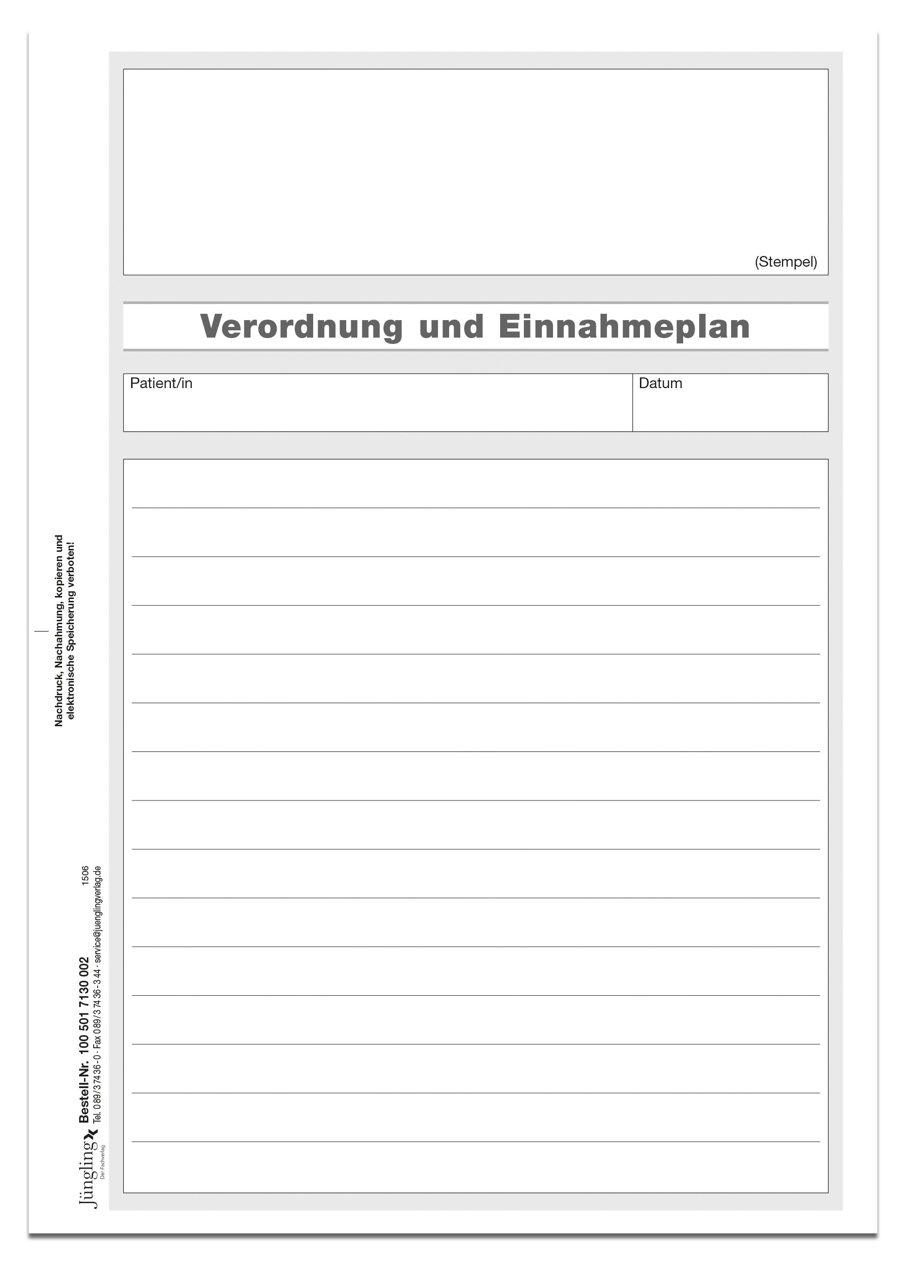 Verordnung und Einnahmeplan DIN A5