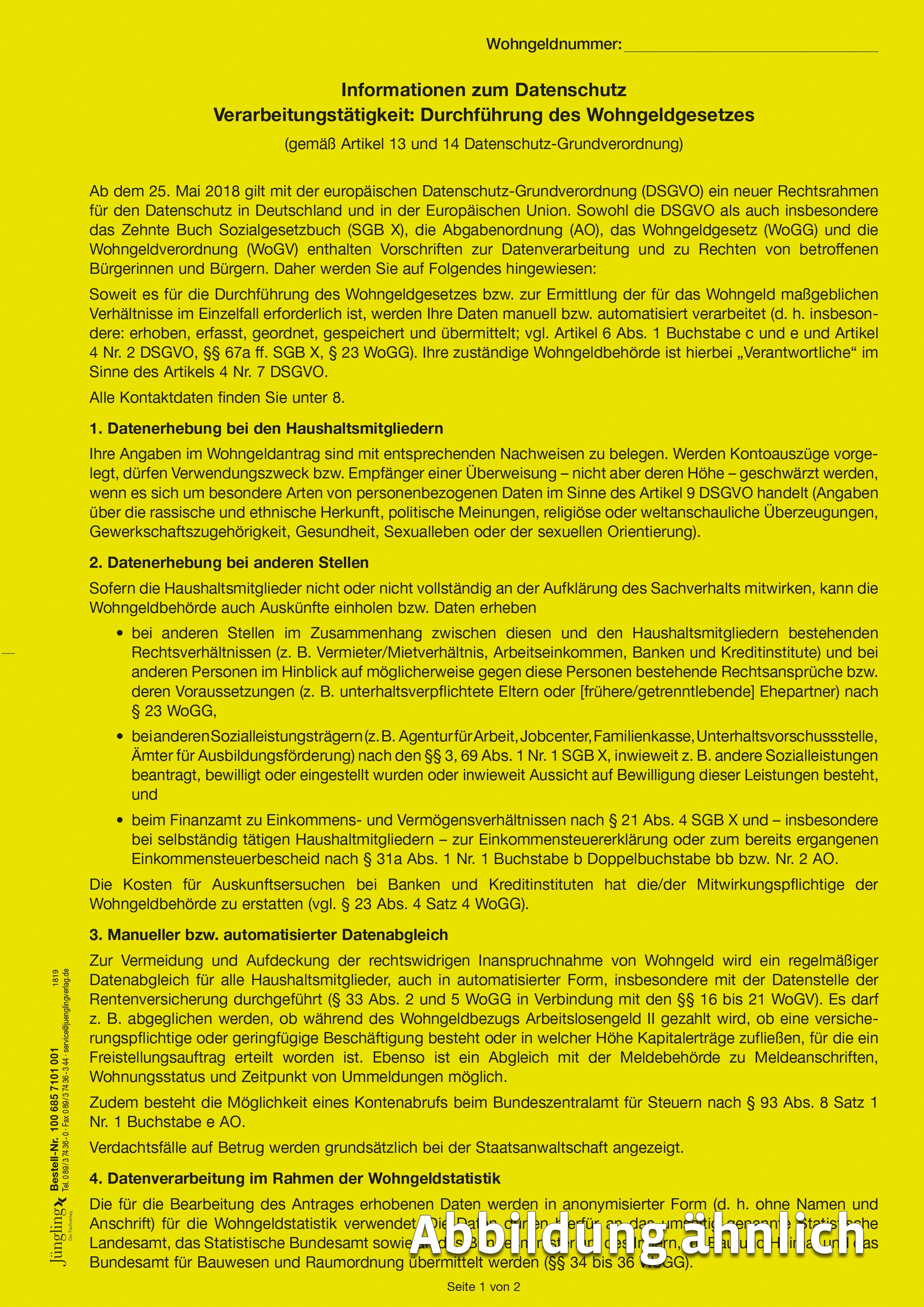 Informationsblatt Europäische Datenschutz-Grundverordnung, A4, gelb