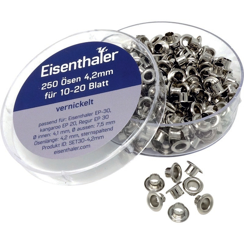 Eisenthaler Ösen SET30-4.2mm, für 10 – 20 Blatt, vernickelt