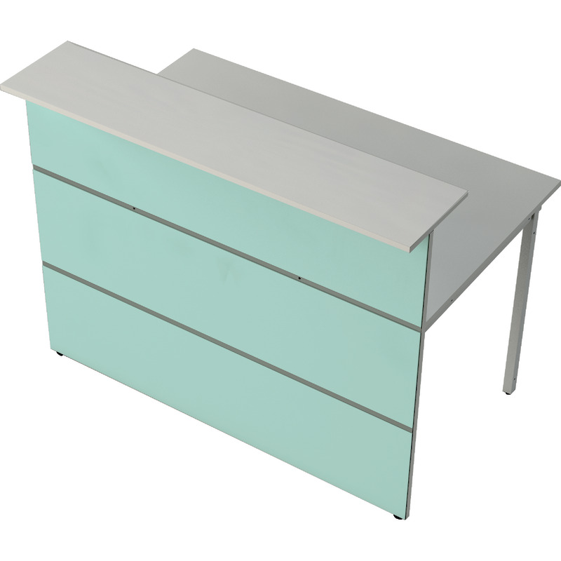 Empfangstheke ATLANTIS, mit 2 geraden Seiten und Thekenplatte, B x H x T: 1.350 x 1.080 x 920 mm, weiß / Glas