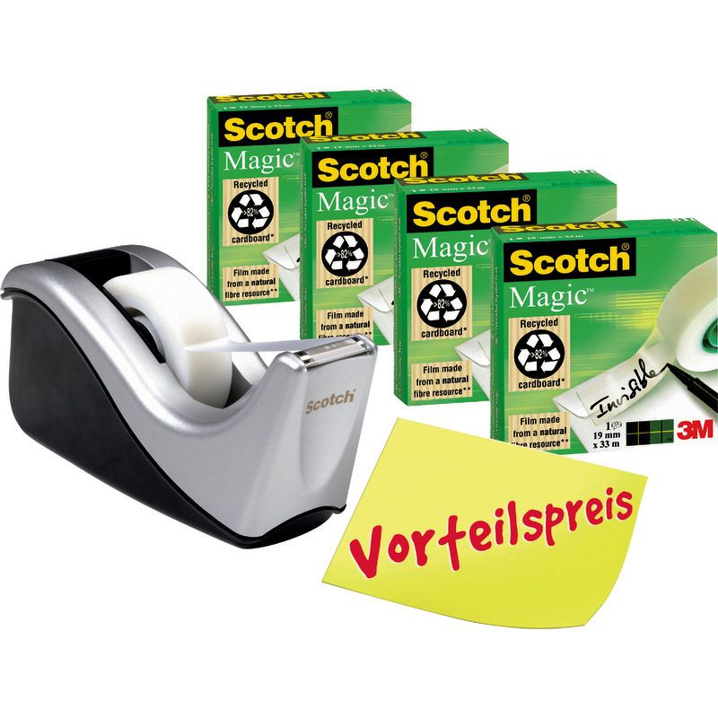 Scotch® Set: Tischabroller inkl. 4 Rollen Scotch Klebeband Magic™