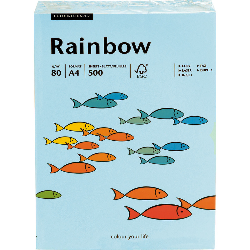 PAPYRUS  Kopierpapier Rainbow COLOURED PAPER, DIN A4, 80 g/m², Pack: 500 Blatt - mittelblau PAPYRUS  Kopierpapier Rainbow COLOURED PAPER, DIN A4, 80 g/m², Pack: 500 Blatt - mittelblau