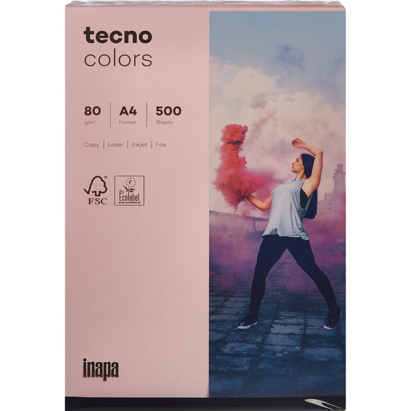 Kopierpapier tecno® colors, DIN A4, 80 g/m², Pack: 500 Blatt - hellrosa