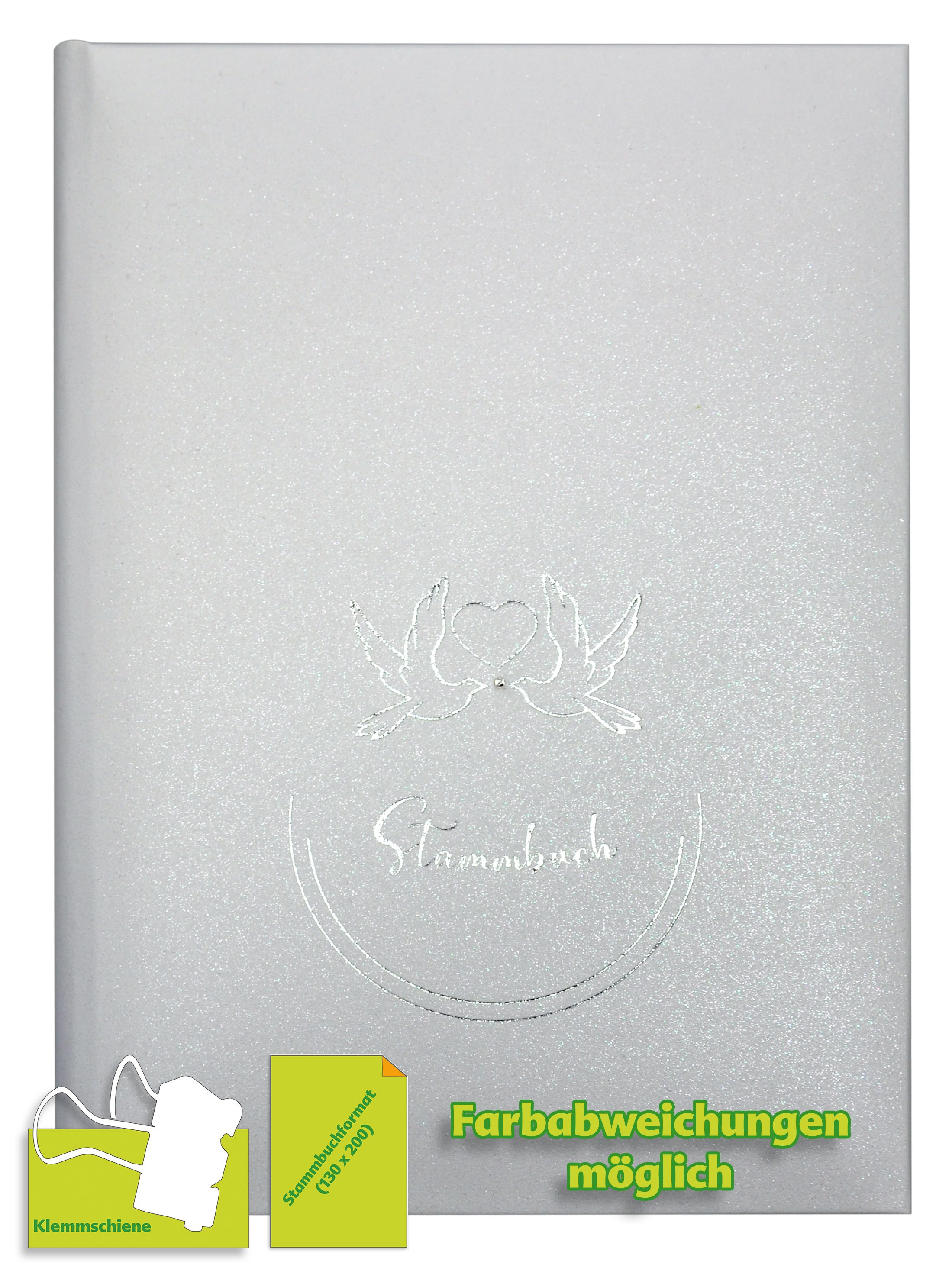 Stammbuch COLOMBINA schneeweiß mit Klemmschiene