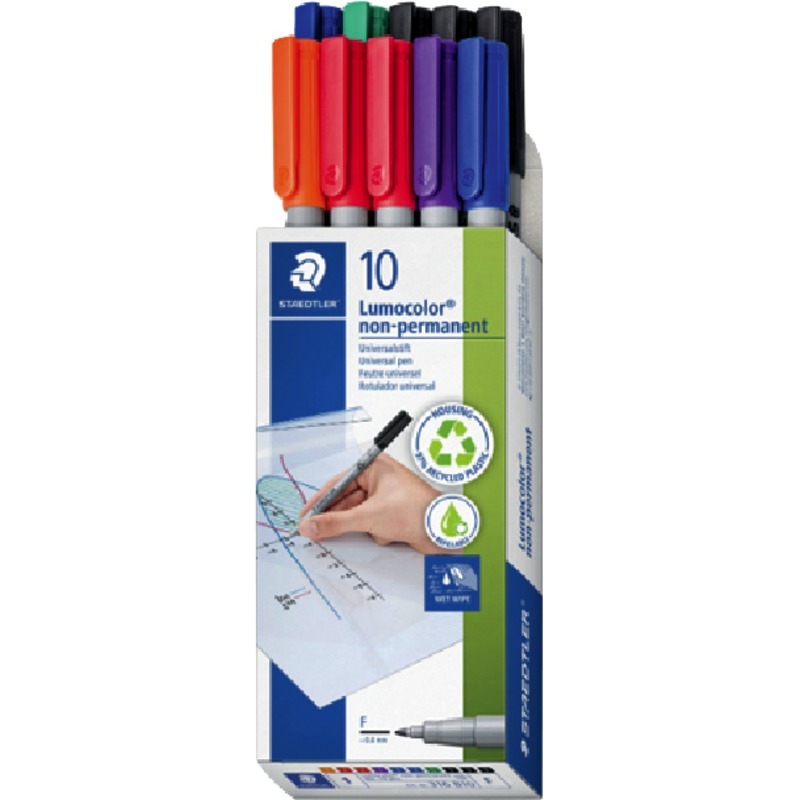 STAEDTLER Folienstifte Lumocolor® 316 F, non-permanent, 10er Box, farbsortiert