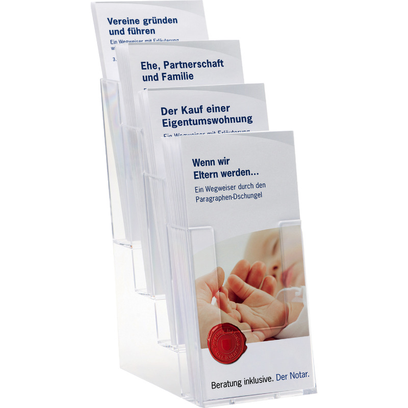 helit Prospektständer, DIN lang, 4 Fächer helit Prospektständer, DIN lang, 4 Fächer