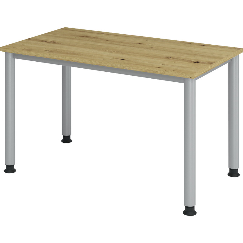SoldanOffice Schreibtisch 4 Fuß-rund, Serie H, 1.200 x 670 mm - asteiche