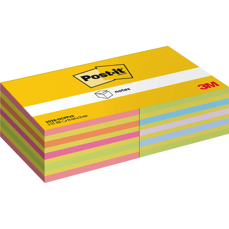 Post-it® Haftnotizen Würfel 76 x 76 mm, 2 x 450 Blatt, farbsortiert