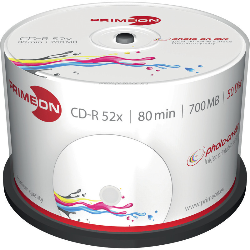 PRIMEON Bedruckbare CD-R, 700 MB, 50er Spindel