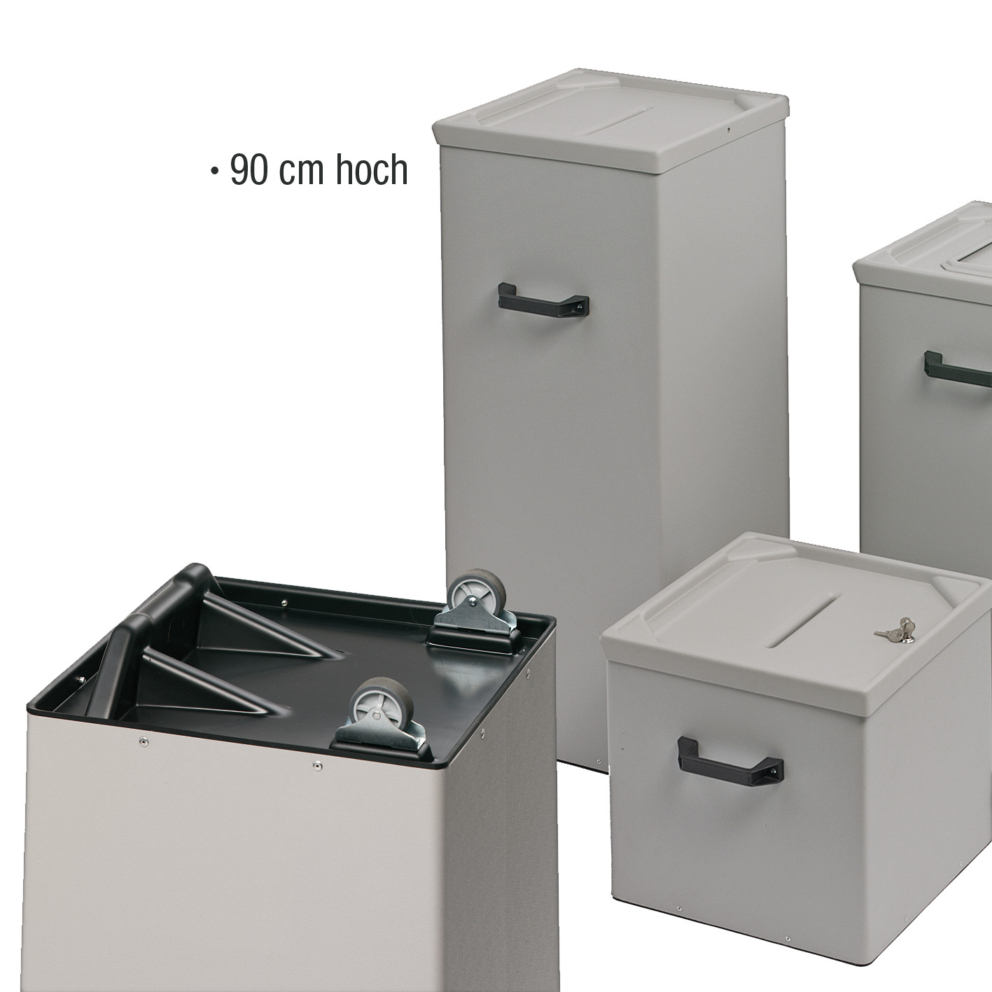 Standard-Wahlurne 90 cm hoch (WU90-BR),  mit Rollen und Stützen