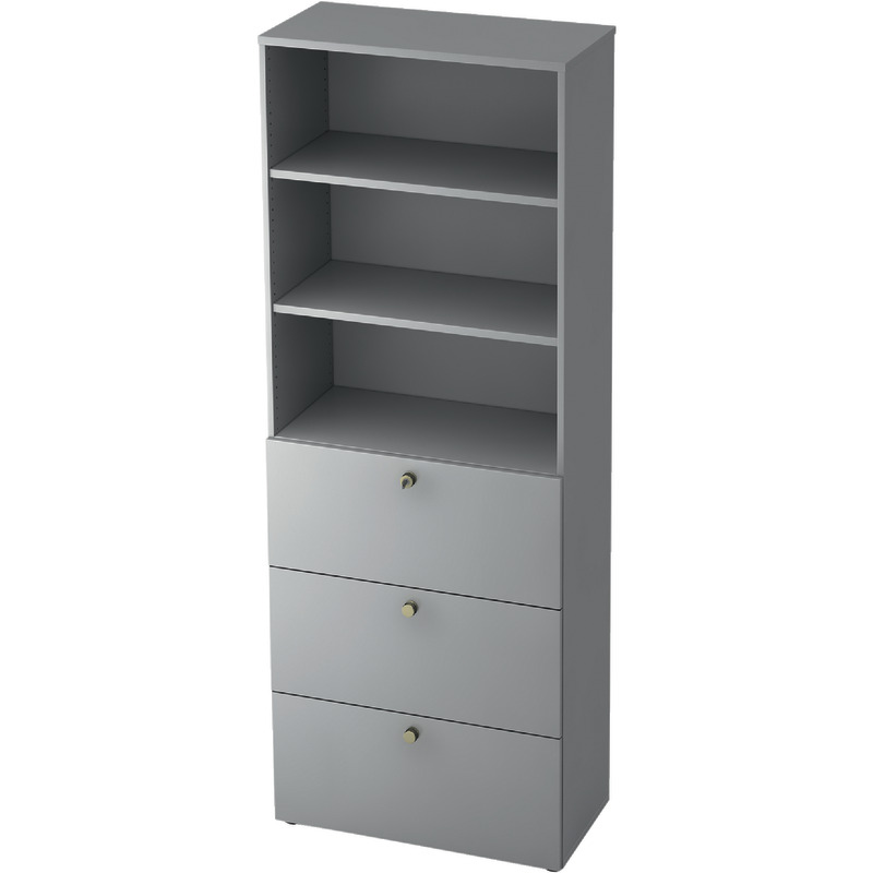 SoldanOffice Aktenschrank PROFI, 6 Ordnerhöhen mit 3 HR-Auszügen, B x H x T: 800 x 2.200 x 420 mm - lichtgrau