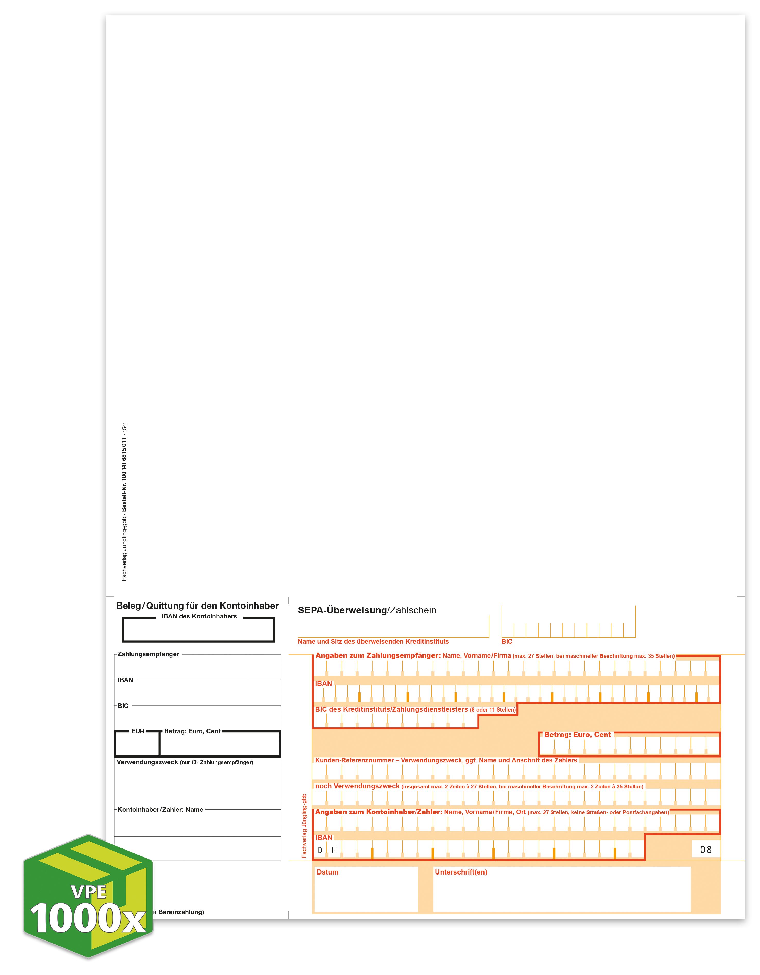 SEPA Zahlschein A4 **AB-data** mit QR-Code-Feld, ohne Hinweistext