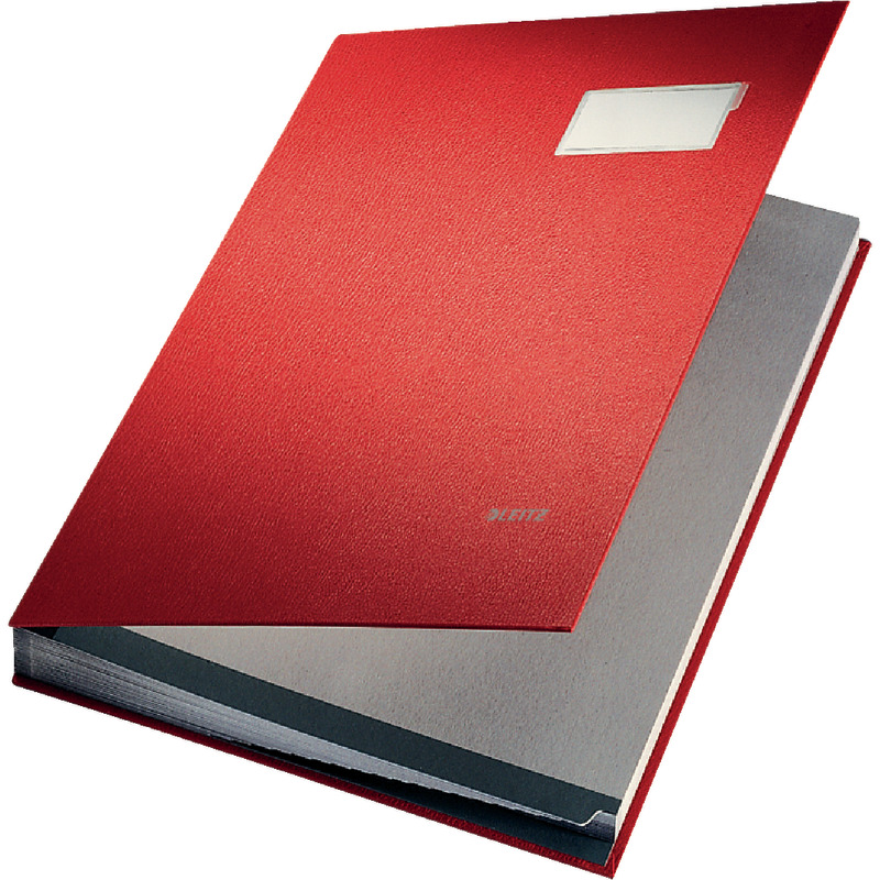 LEITZ Unterschriftenmappe 5700 A4, 20 Fächer, Hartpappe mit Kunststoffbezug - rot