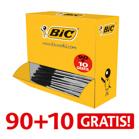 90 + 10 GRATIS! 100 BIC Kugelschreiber CRISTAL Original, M, schwarz