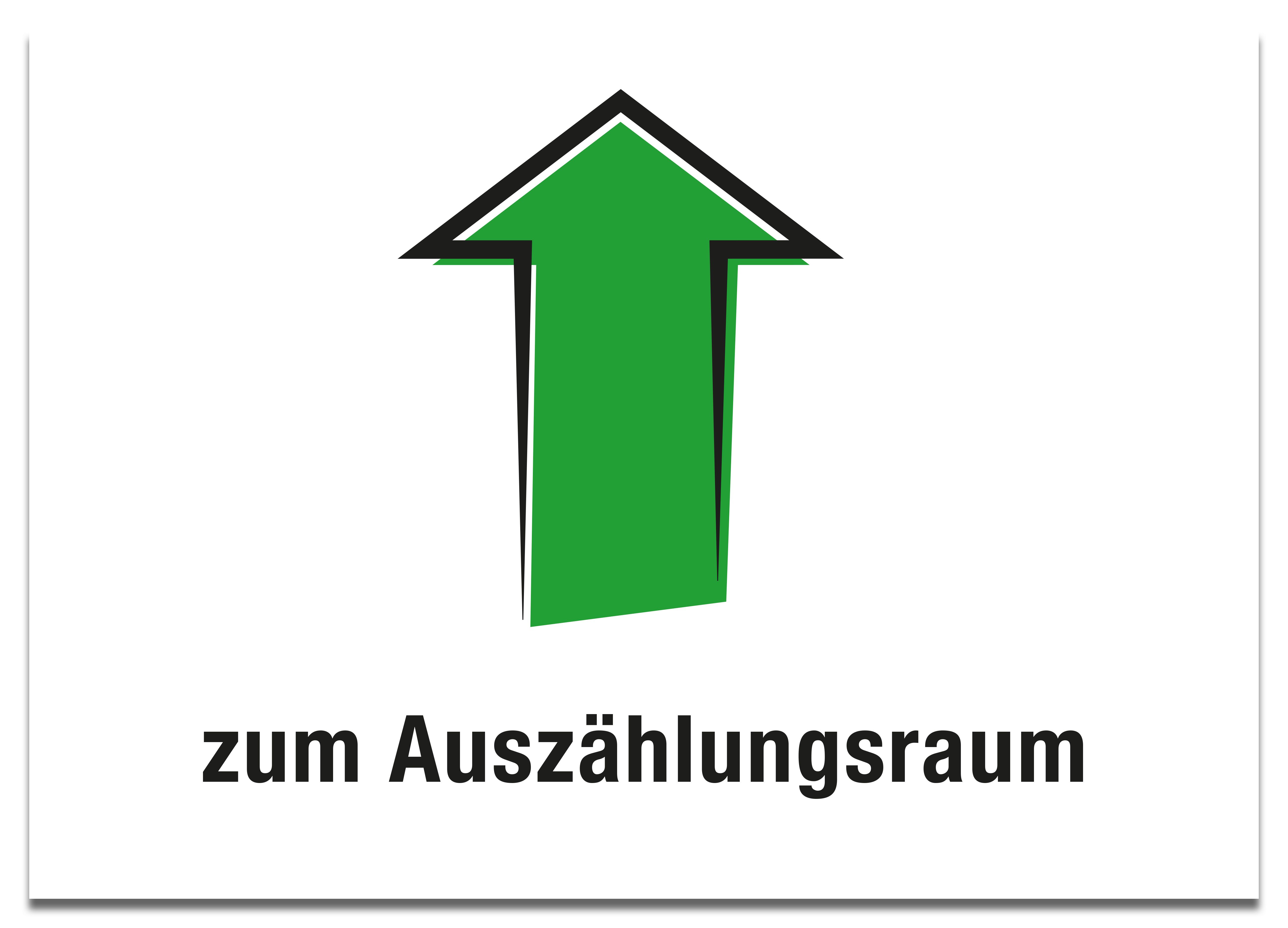 Plakat zum Auszählungsraum (Pfeil geradeaus) A3, farbig