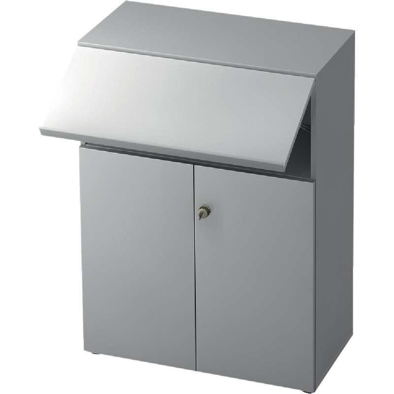 SoldanOffice Aktenschrank PROFI, 3 Ordnerhöhen mit Steharbeitsplatz, B x H x T: 800 x 1.143 x 420 mm - lichtgrau