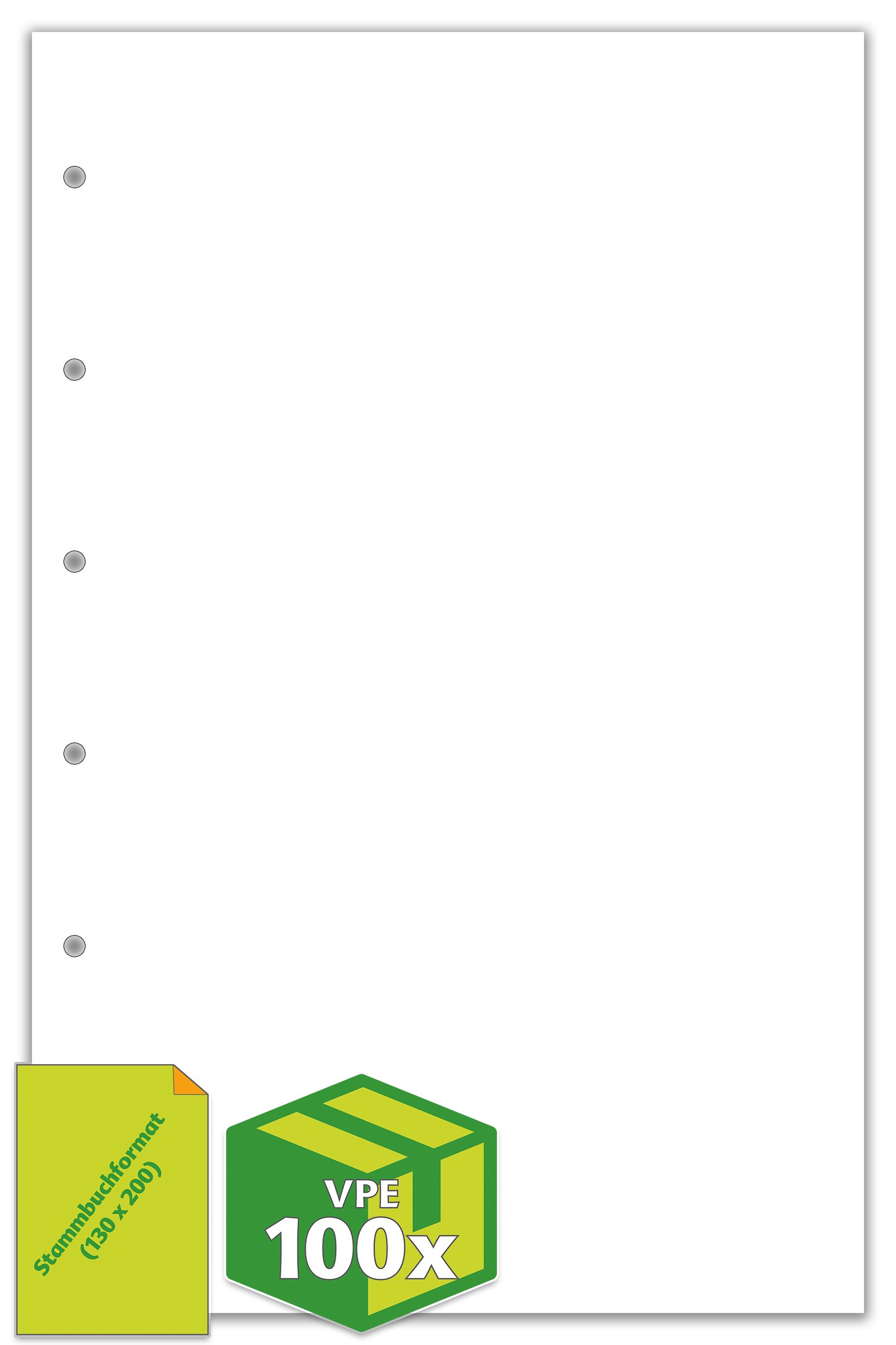 Papier Stammbuchformat 100g, 130 x 200 mm, 6-Ring-Lochung Papier Stammbuchformat 100g, 130 x 200 mm, 6-Ring-Lochung