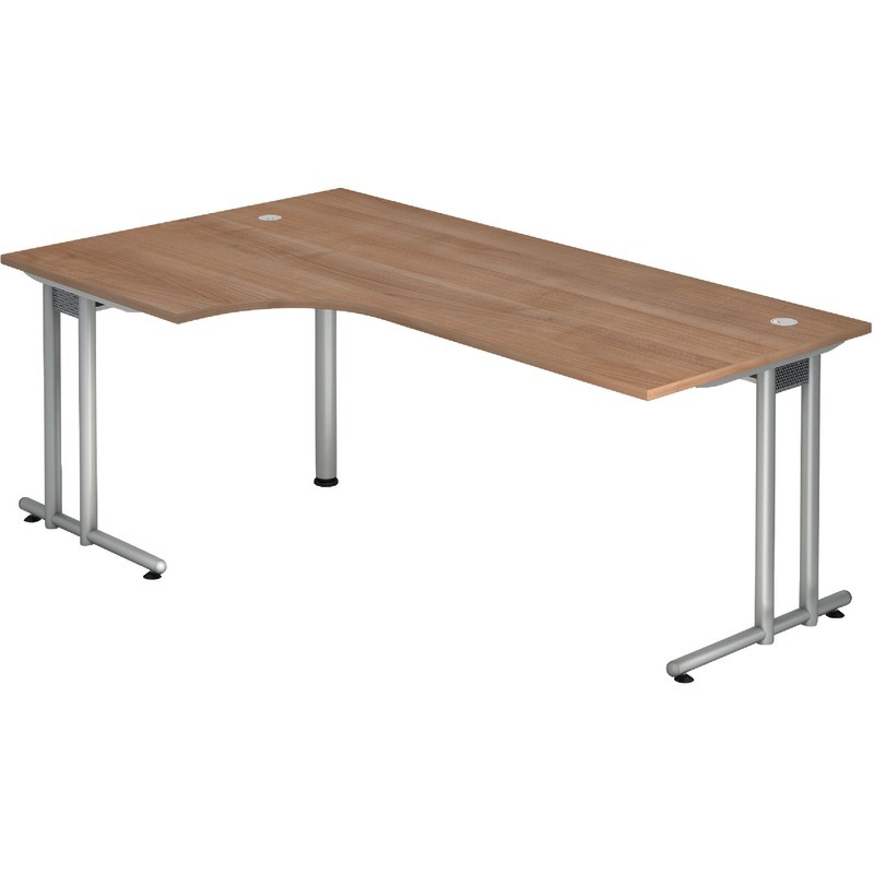 SoldanOffice Winkelschreibtisch PRAKTIKA, rechts/links anbaubar, B x H x T: 2.000 x 720 x 1.200 – 800 mm - Nussbaum-Dekor