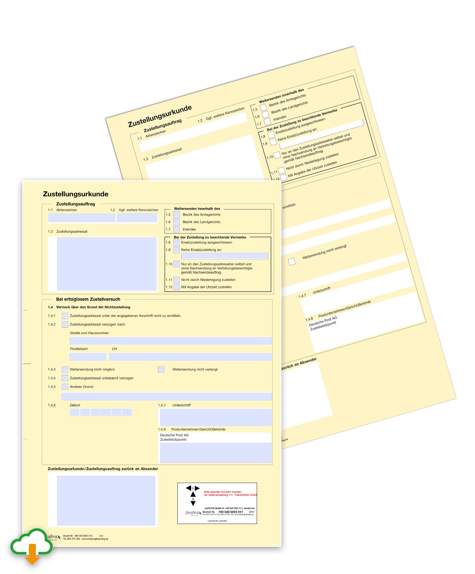 Ausfüllhilfe Zustellungsurkunde, PDF