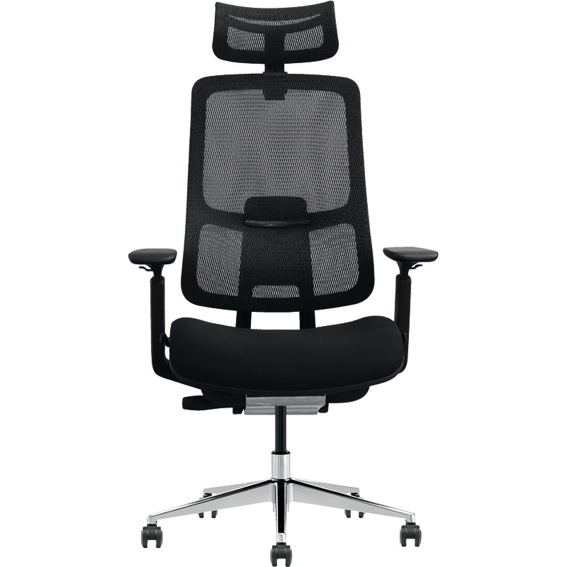 Ergonomischer Bürostuhl mit Kopfstütze, höhenverstellbar, Business Chair, mit 3-D Armlehnen, schwarz