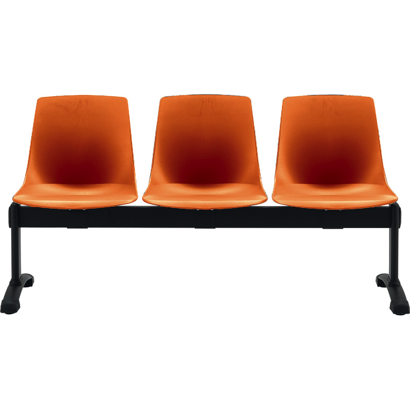Bisley Traversenbank BLOOM mit Sitzen aus Kunststoff, 3-Sitzer - orange
