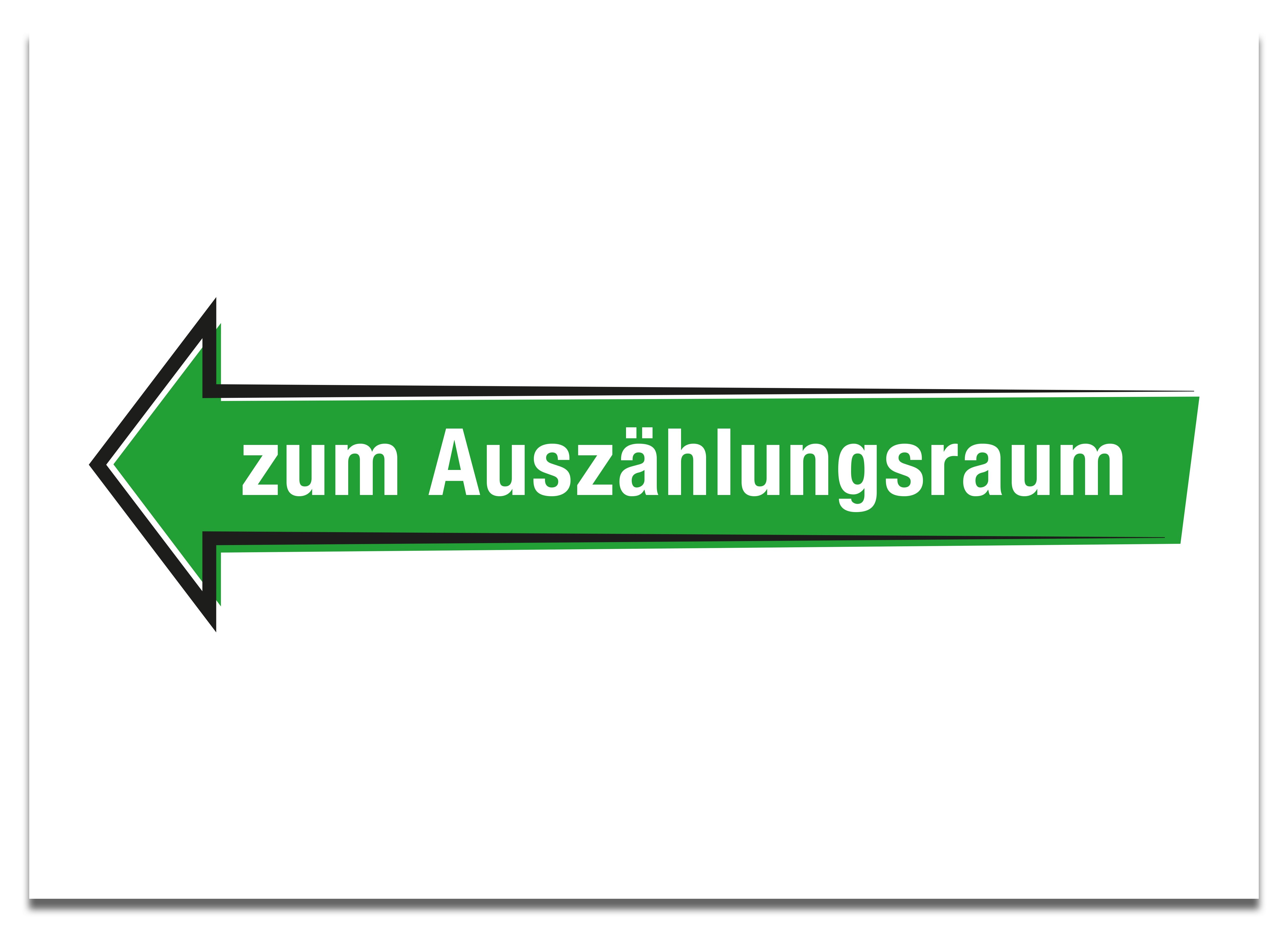 Plakat zum Auszählungsraum (Pfeil links) A3, farbig