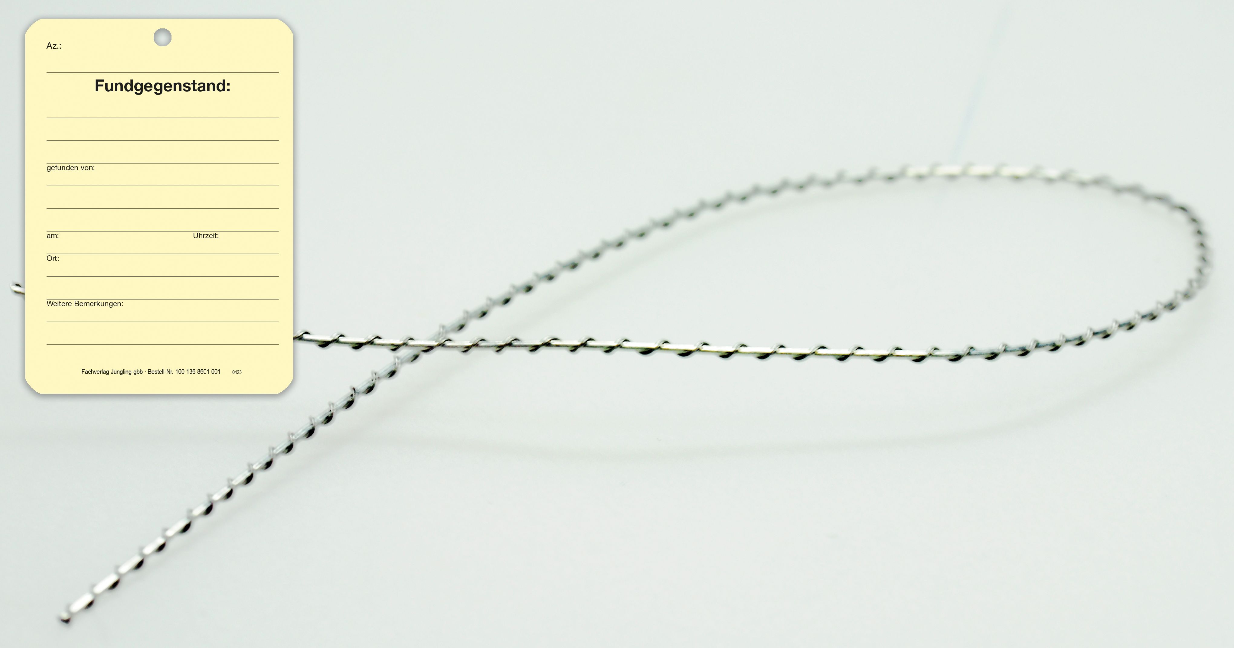 Set Fundanhänger, A7, Karton, mit Draht, gelb