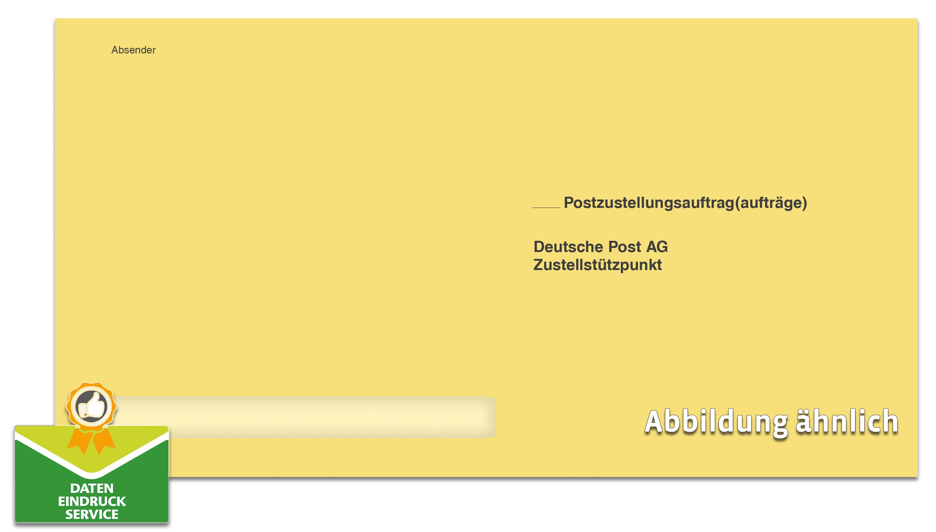 Förmliche Zustellung: Äußerer Umschlag mit Fenster, nassklebend, Deutsche Post, 125 x 235 mm