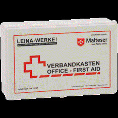 LEINA-WERKE Betriebsverbandkasten, Office – First Aid, mit Füllung gem. DIN 13157, weiß