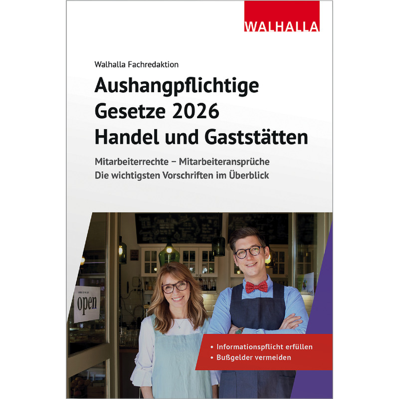 Aushangpflichtige Gesetze 2026 Handel und Gaststätten