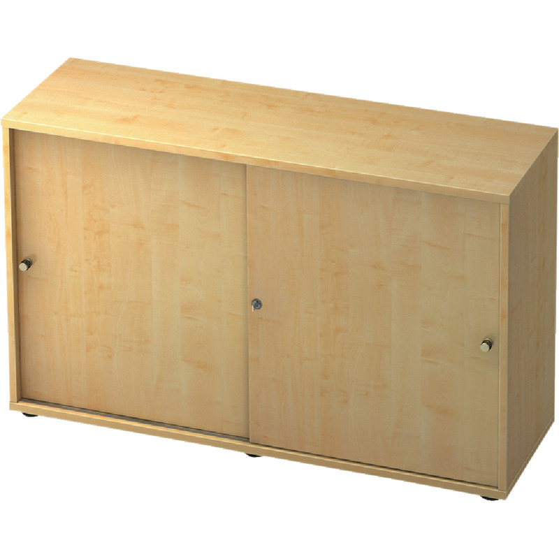 SoldanOffice Schiebetürenschrank PROFI, 2 Ordnerhöhen, B x H x T: 1.200 x 791 x 420 mm - Ahorn-Dekor