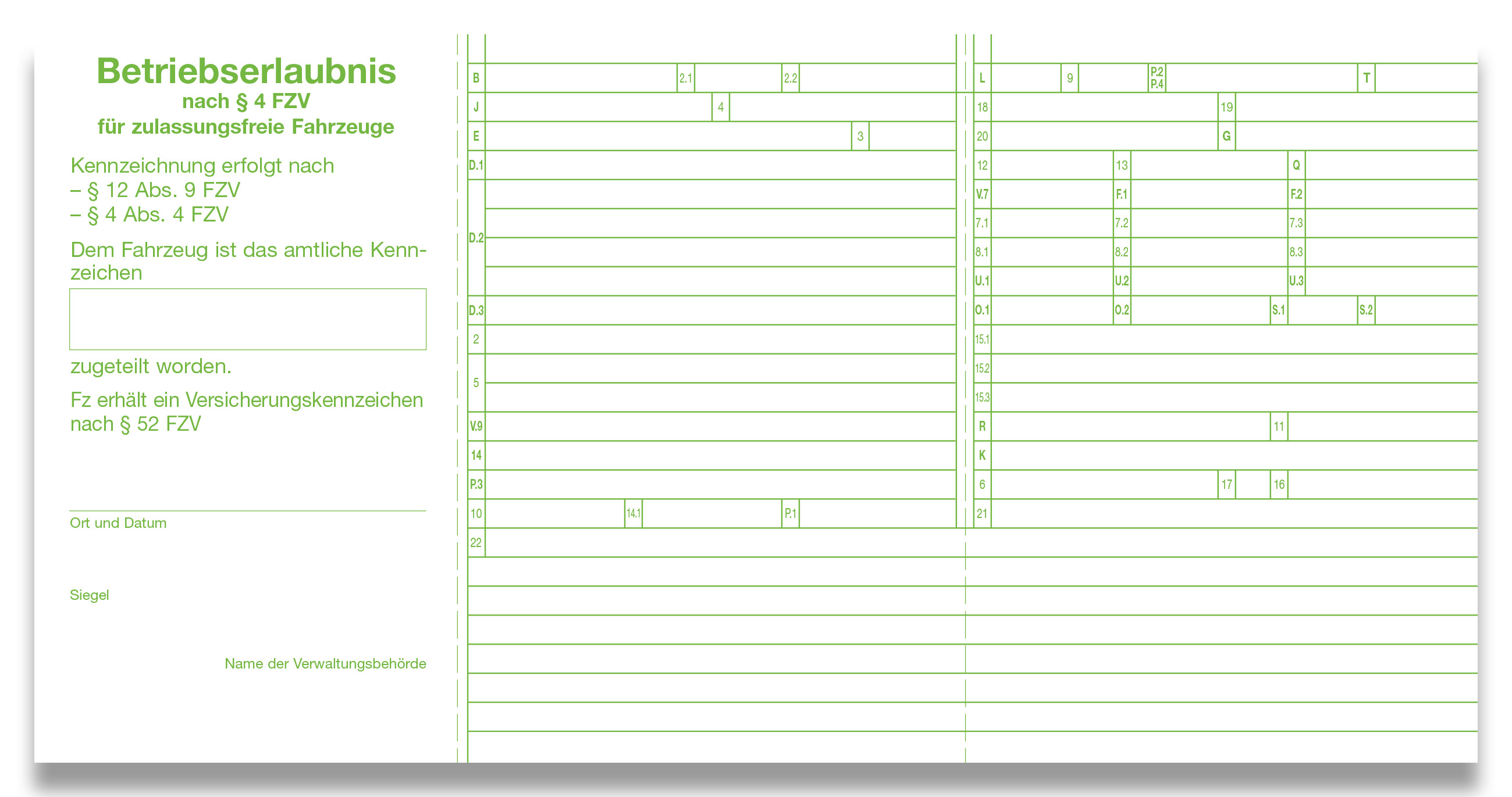 Betriebserlaubnis nach § 4 FZV zulassungsfreie Fahrzeuge, Versicherungskennzeichen - Telecomputer/AKDB
