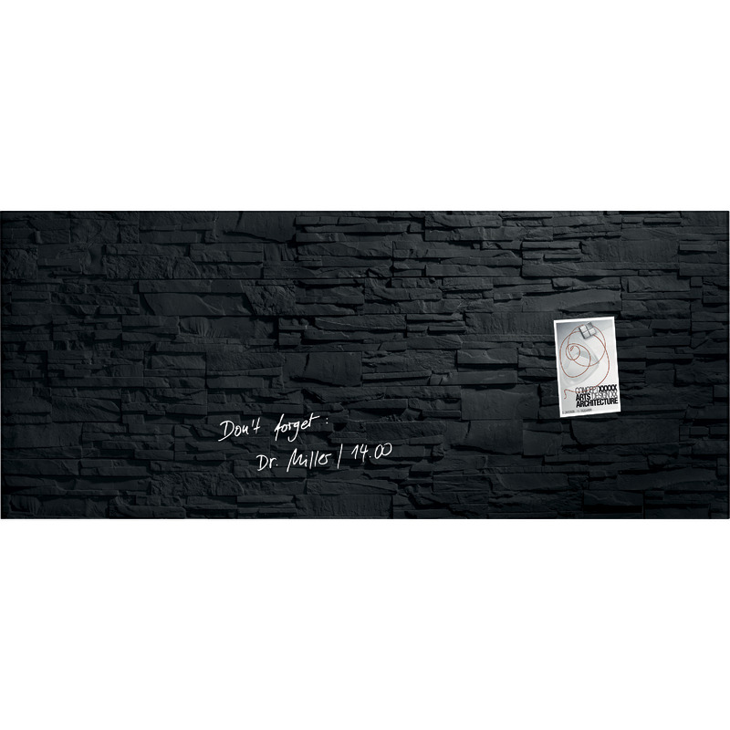 sigel Glas-Magnettafel artverum®, inkl. SuperDym-Magnete, 1.300 x 550 x 18 mm - Schiefer