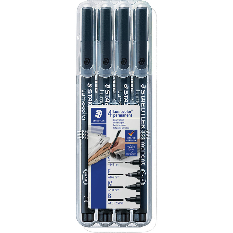 STAEDTLER Folienstifte Lumocolor® 31, 4er Box, permanent, verschiedene Breiten