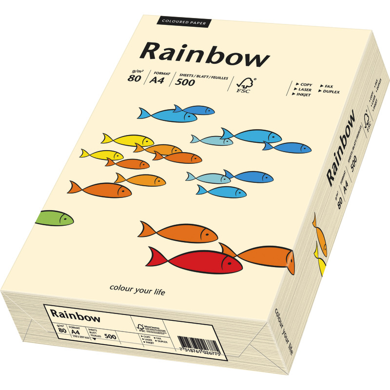 PAPYRUS  Kopierpapier Rainbow COLOURED PAPER, DIN A4, 80 g/m², Pack: 500 Blatt - chamois