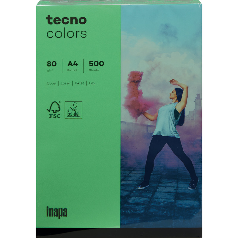 Kopierpapier tecno® colors, DIN A4, 80 g/m², Pack: 500 Blatt - intensivgrün