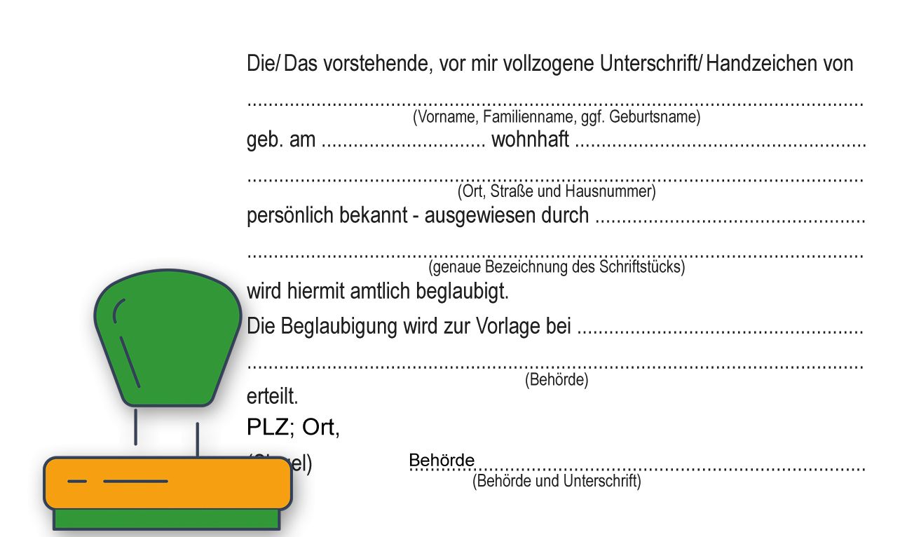 Stempel für Beglaubigung von Unterschriften