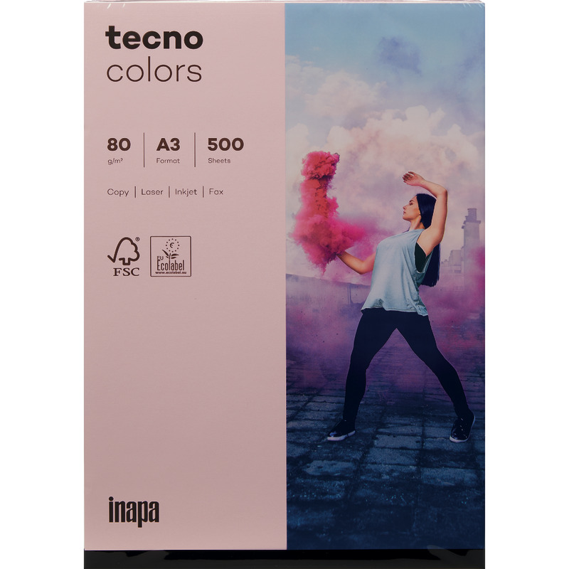 Kopierpapier tecno® colors, DIN A3, 80 g/m², Pack: 500 Blatt - hellrosa